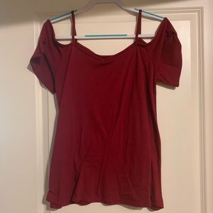 Maroon off the shoulder tshirt
